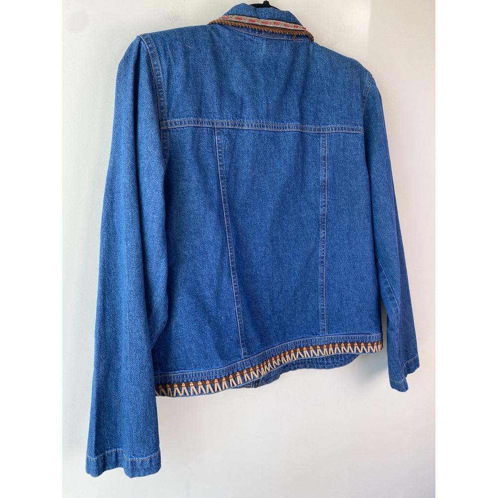 Nancy Womens Bolen Denim Patch Jacket 8 Blue Texas Retro Colorado Western Unique - Picture 7 of 10